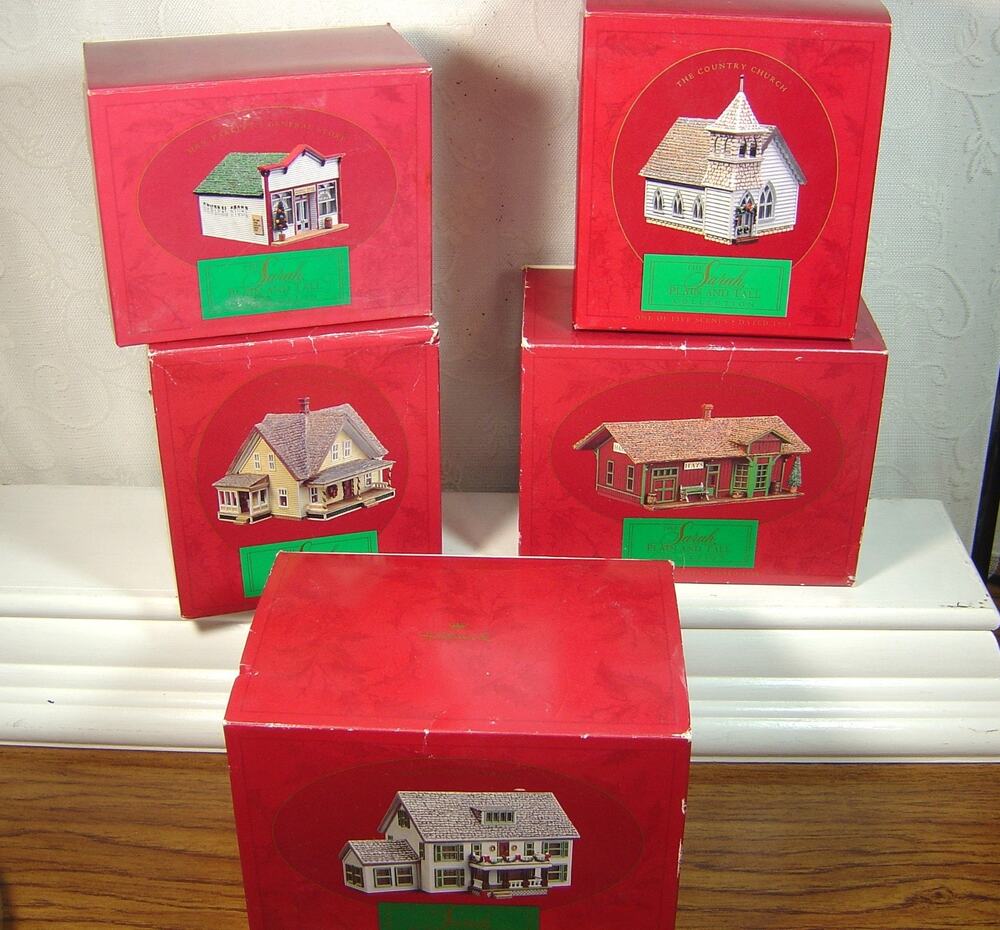 HALLMARK VILLAGE SET-SARAH PLAIN & TALL COMPLETE SET-HOUSES-STORE-STATION-CHURCH